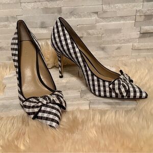 Ann Taylor NEW Black and White Gingham Pointed-Toe Bow Pumps